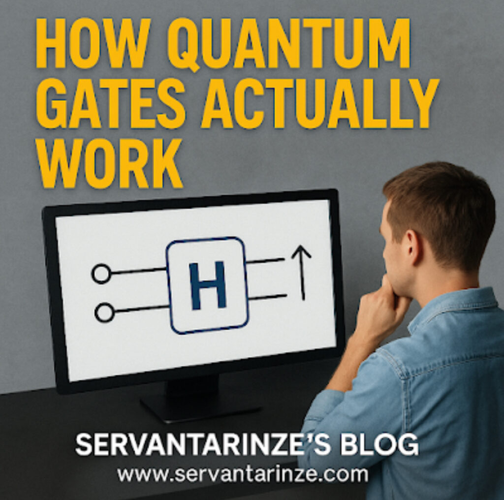 How quantum gates actually work explained with Hadamard gate illustration on computer screen – Servantarinze’s Blog