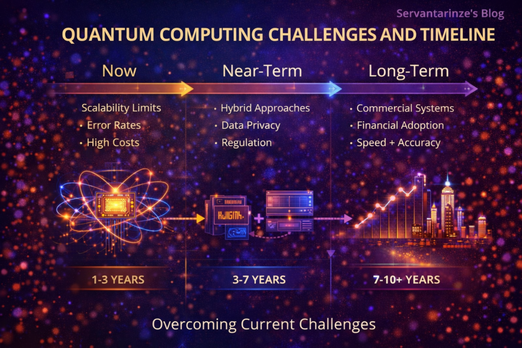Quantum computing challenges and adoption timeline for financial market applications