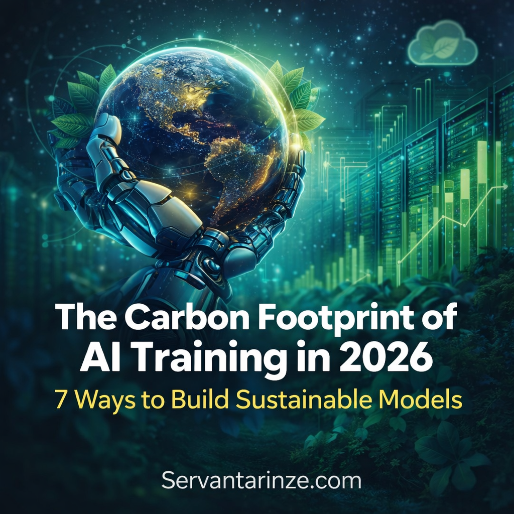 Carbon footprint of AI training showing sustainable model development and energy-efficient artificial intelligence systems